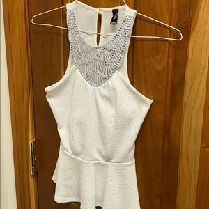 Windsor white peplum top with crystals